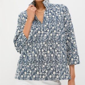 Tuckernuck embroidered chambray wildflower Margot blouse small